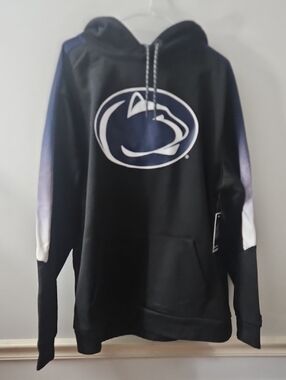 Colosseum Black & Navy Penn State Pullover Hoodie with White Logo